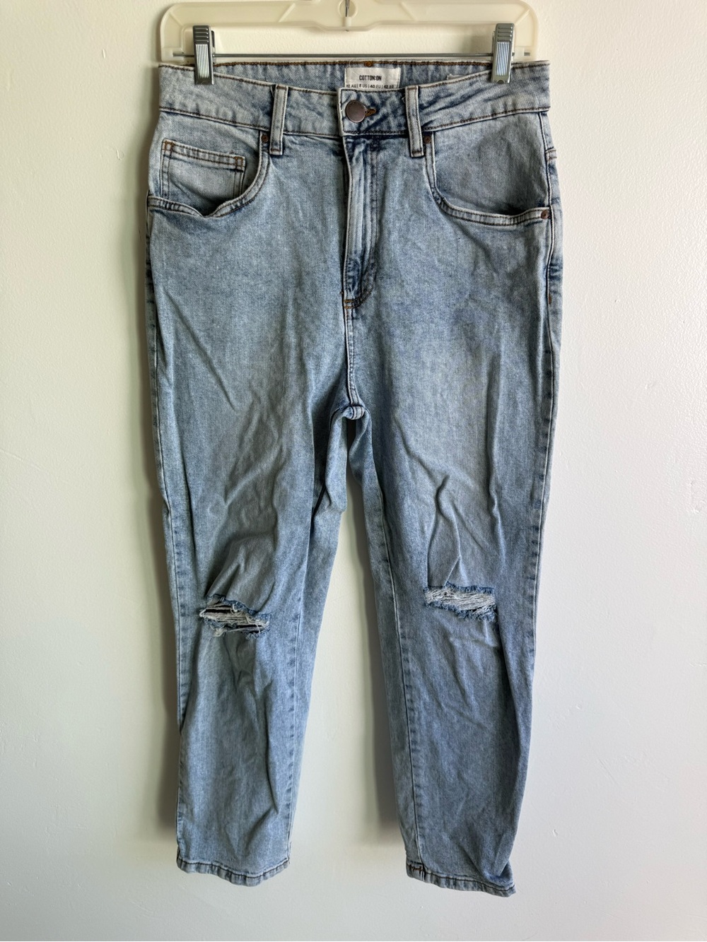 Cotton On Distressed Stretch Straight Leg Jeans size 8